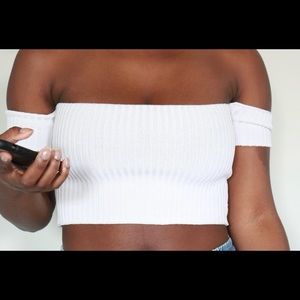 White Off the Shoulder Crop Top